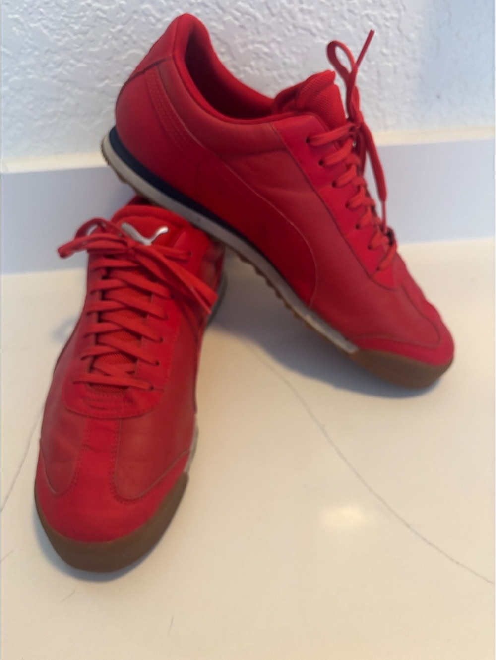 Puma ROMA Scuderia Ferrari Red Leather Gum Driving Shoes Sz 10.5 Men's